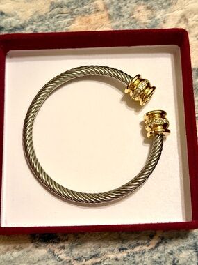 Gold & Silver Two-Tone Cable Cuff Bracelet